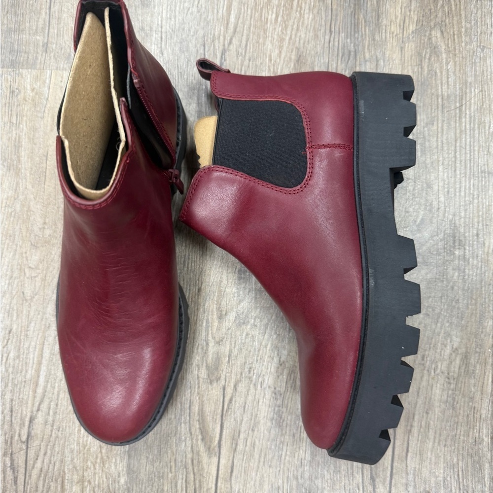 Franco Sarto Burgundy Leather Mini Boots Size 9 - Picture 3 of 6
